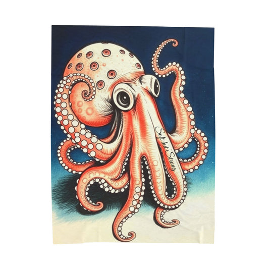 Soft But Strong Octopus Velveteen Plush Blanket — Cozy Ocean & Nautical Throw for Marine Life Lovers
