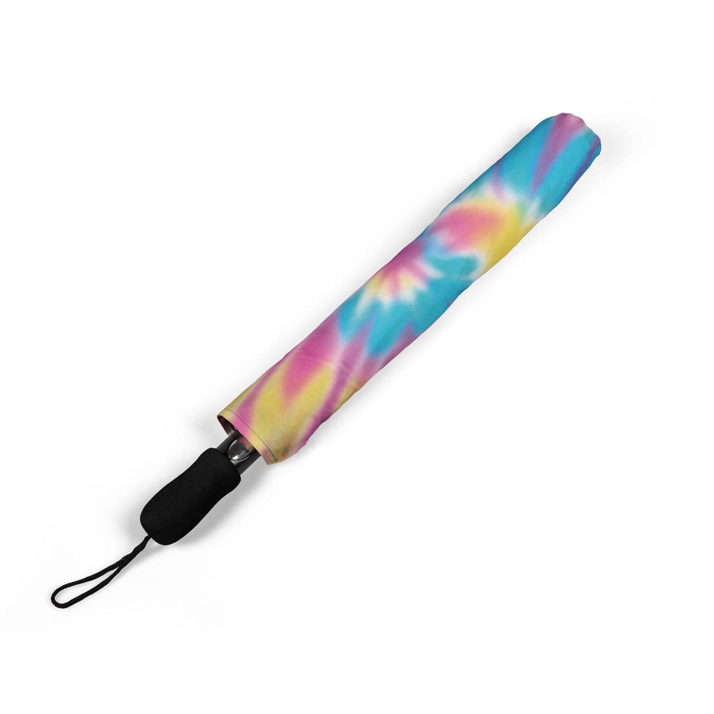 Vibrant Tie-Dye Semi-Automatic Umbrella, Foldable Rain Gear, Beach Accessory, Festival Essential, Unique Gift Idea