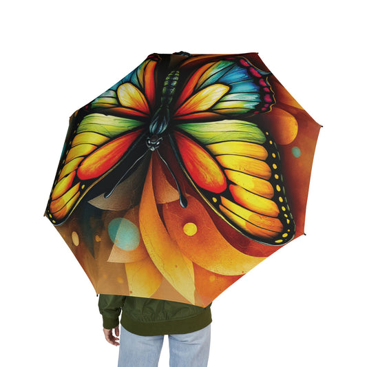 Butterfly Foldable Umbrella | Semi-Automatic Waterproof Travel Umbrella – Stylish Gift for Her