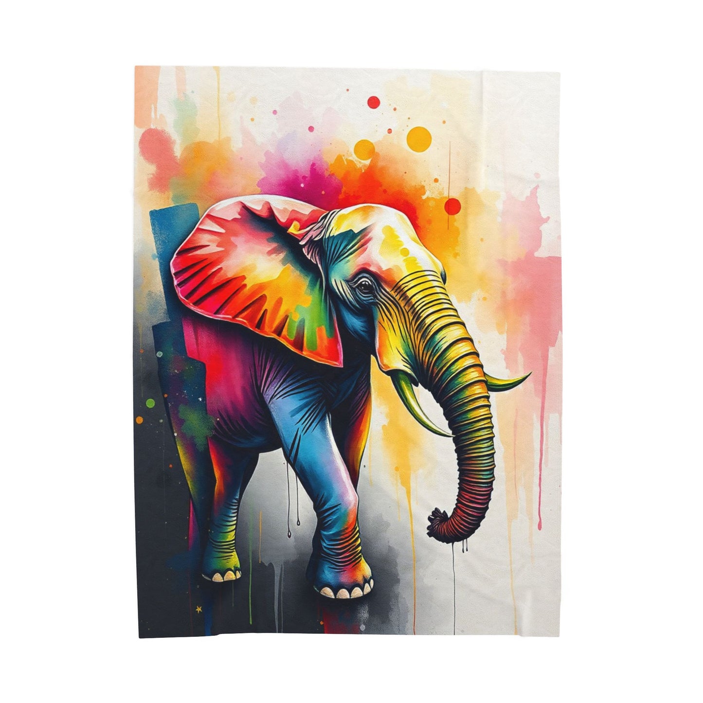 Colorful Elephant Safari Velveteen Plush Blanket — Soft Throw for Kids, Nursery, Animal Lovers & Whimsical Home Décor