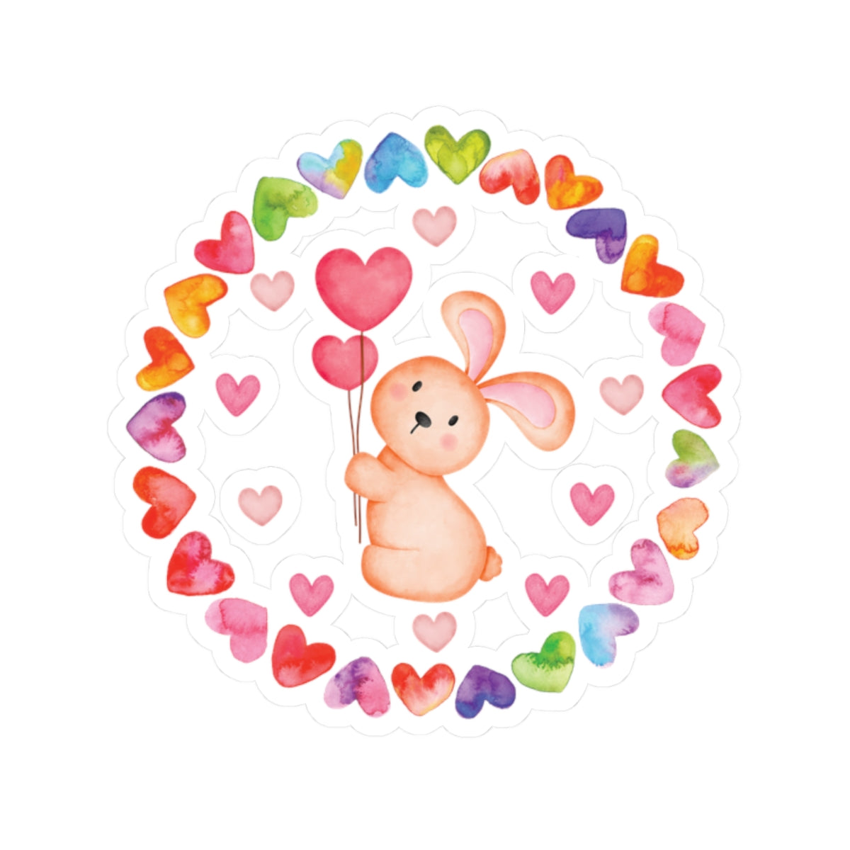 Cute Bunny Heart Kiss-Cut Stickers, Adorable Decals for Laptops, Journals & Gift Wrapping, Perfect for Birthdays & Valentine's Day