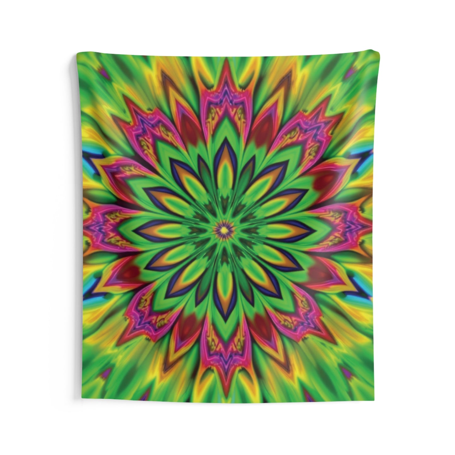 Vibrant Psychedelic Floral Kaleidoscope Indoor Wall Tapestry – Colorful Home Decor, Boho Style Hanging, Meditation Wall Art, Gift for Art Lovers, Psychedelic