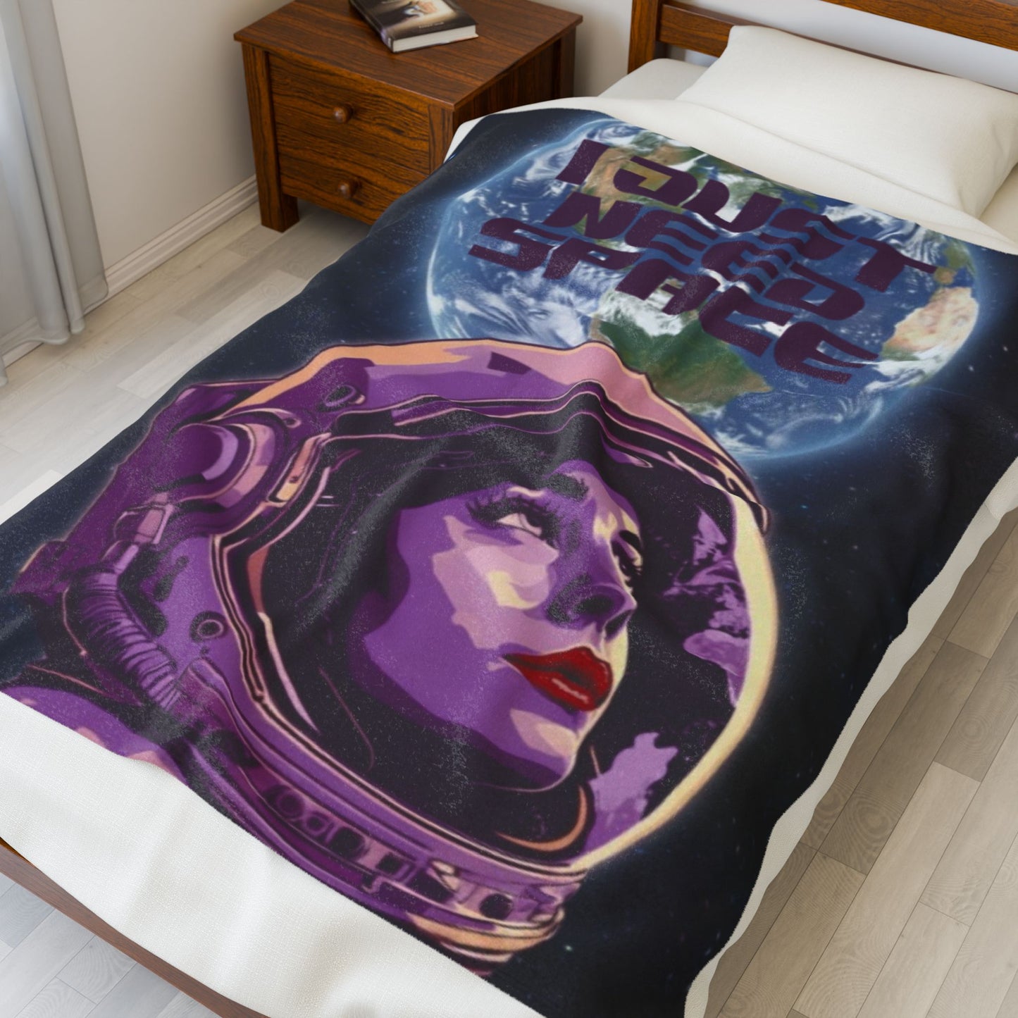 Cosmic Velveteen Plush Blanket — “I Just Need Space” Throw for Astronauts, Space Lovers & Dreamy Home Décor