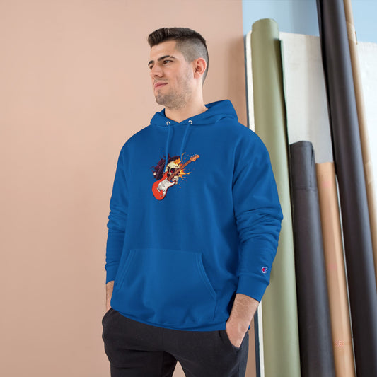 Guitar Lover Champion Hoodie – Music Lover Sweatshirt, Casual Unisex Hoodie, Cozy Streetwear, Unique Guitar Design, Gift for Friends