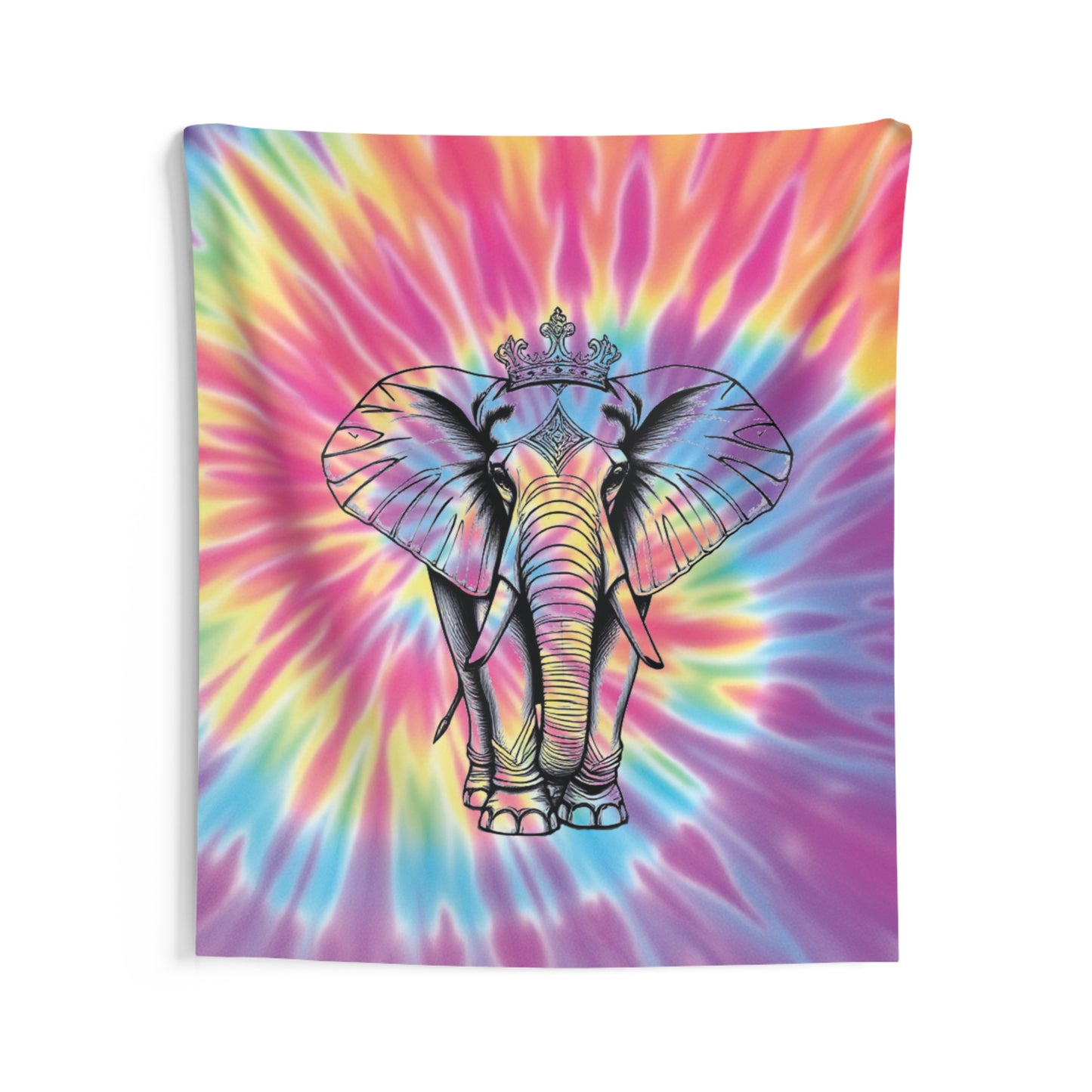 Colorful Elephant Tie-Dye Wall Tapestry, Boho Home Decor, Psychedelic Art, Living Room Wall Hanging, Festival Decorations, Yoga Studio Decor