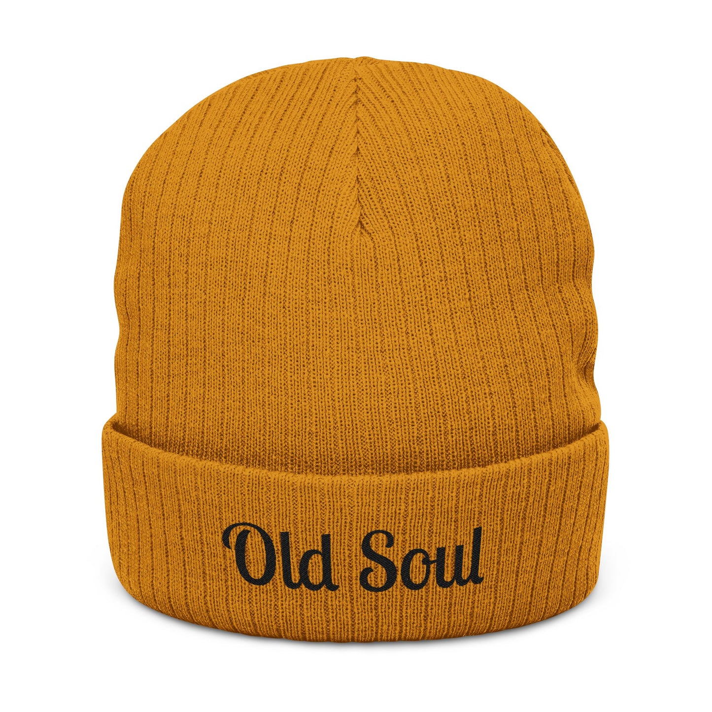 Old Soul Embroidered Ribbed Beanie – Cozy Winter Hat, Trendy Knit Accessory, Gift for Him or Her