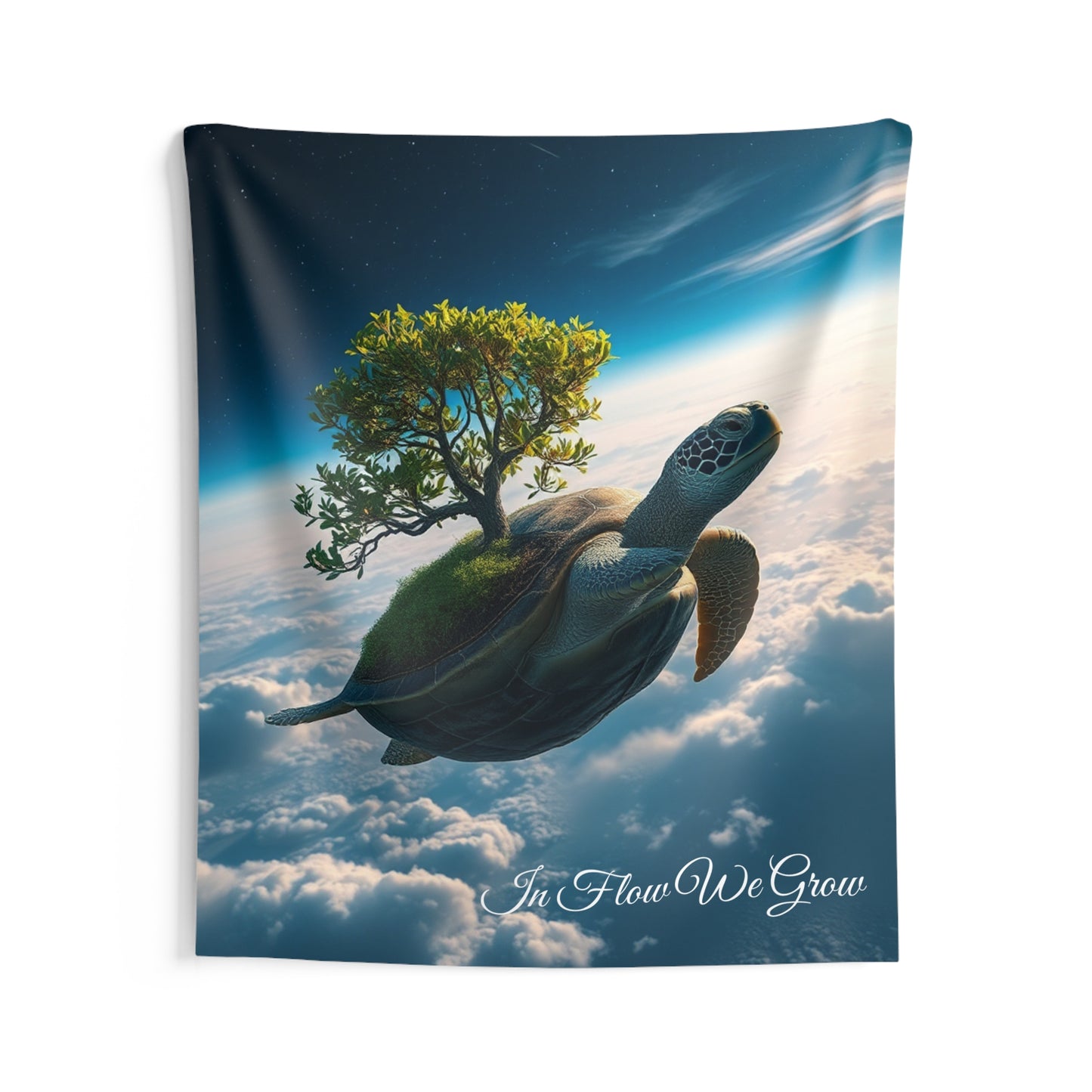 In Flow We Grow Turtle Tapestry | Zen-Inspired Wall Art for Yoga & Meditation Spaces