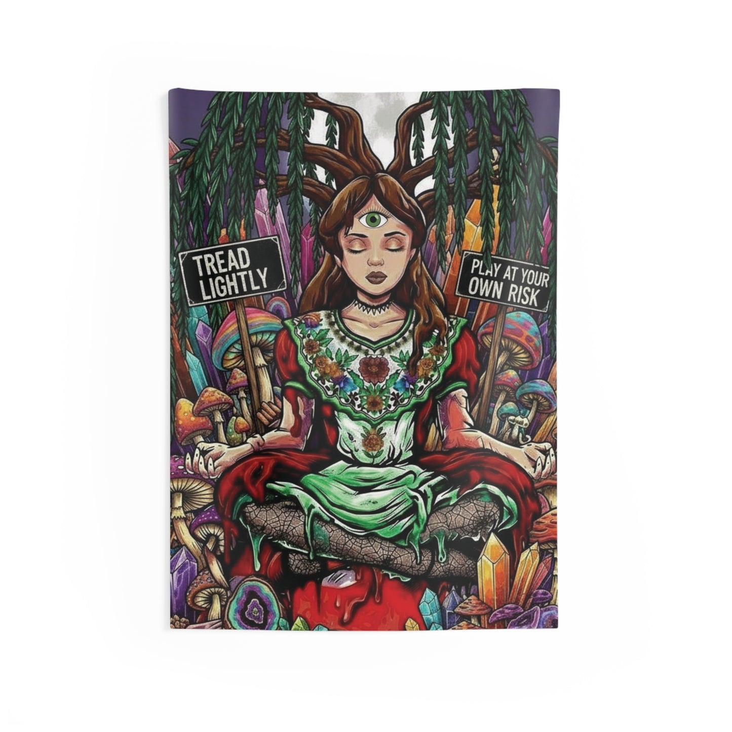 Meditating Third-Eye Tapestry - Spiritual Wall Art