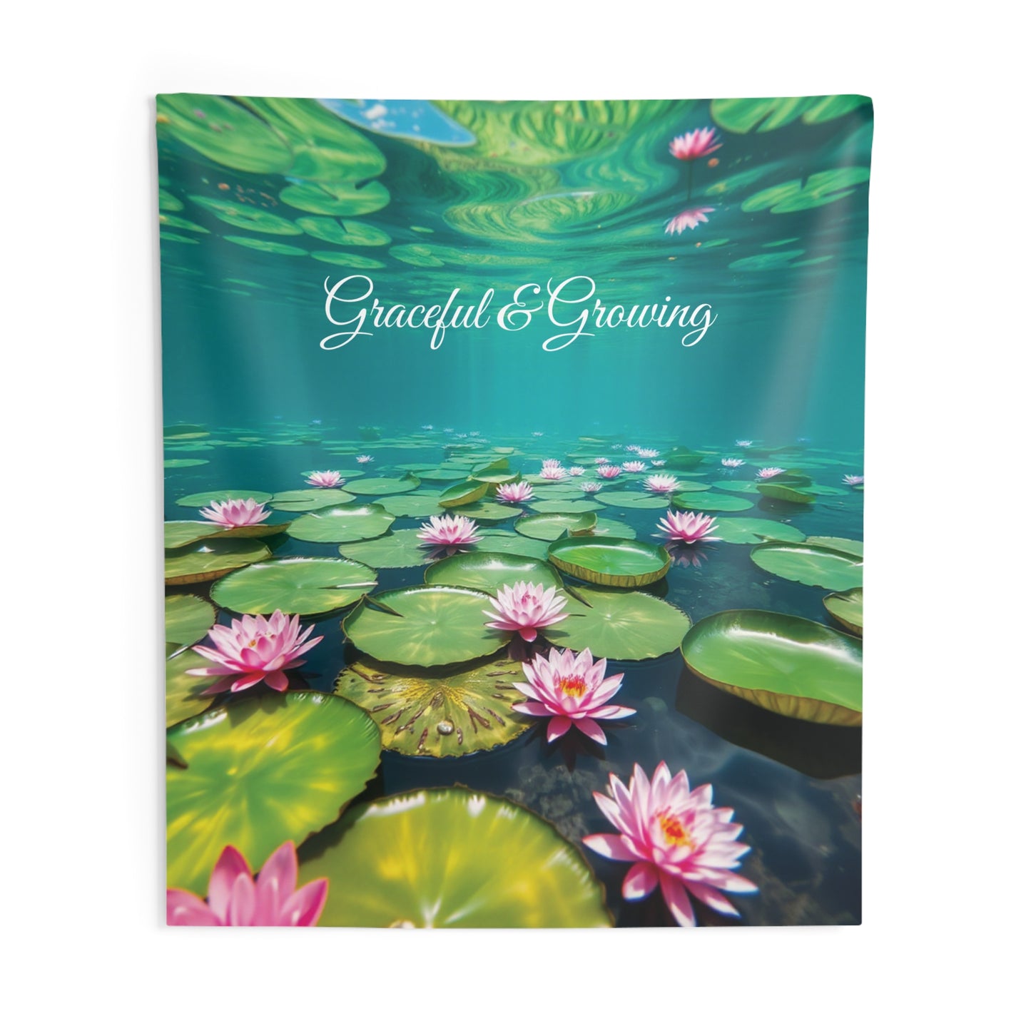 Graceful & Growing Water Lily Tapestry | Zen Boho Wall Art for Yoga & Relaxing Spaces