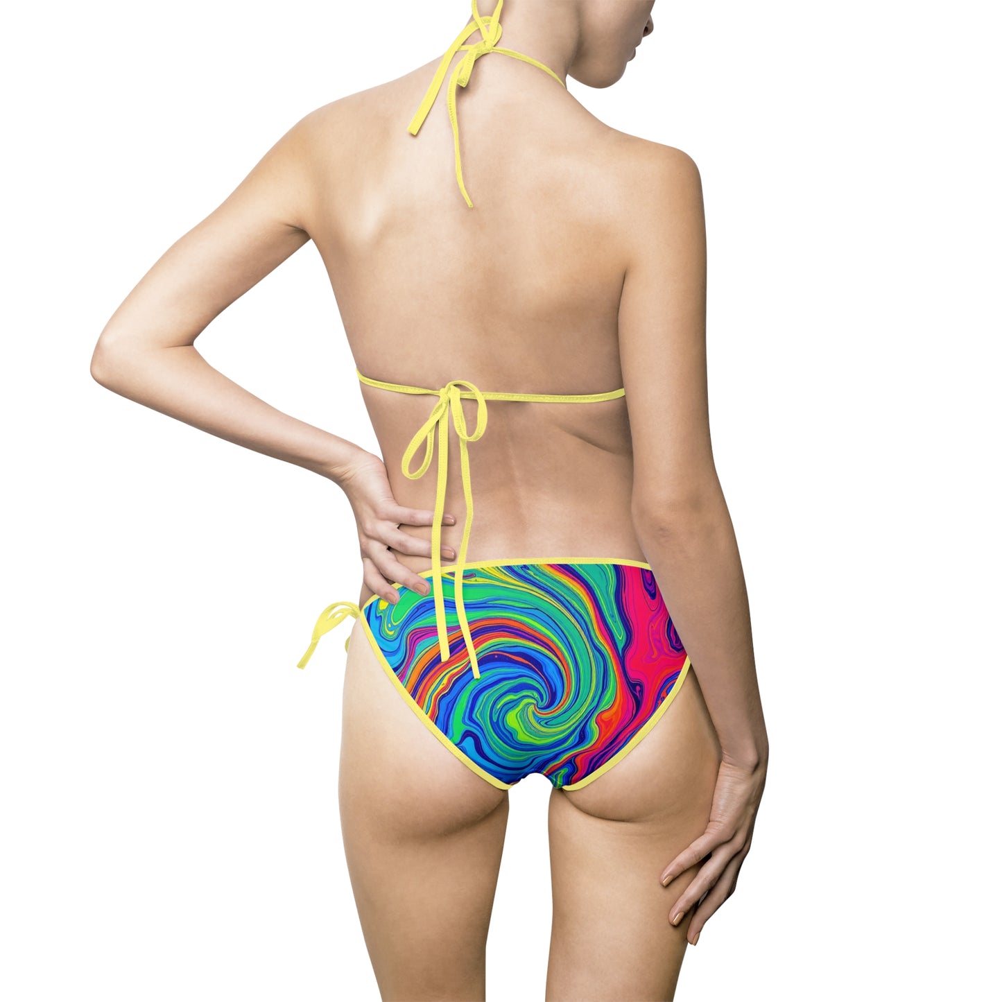 Psychedelic Swirl Bikini — Women's Tie-Side Triangle Swimsuit