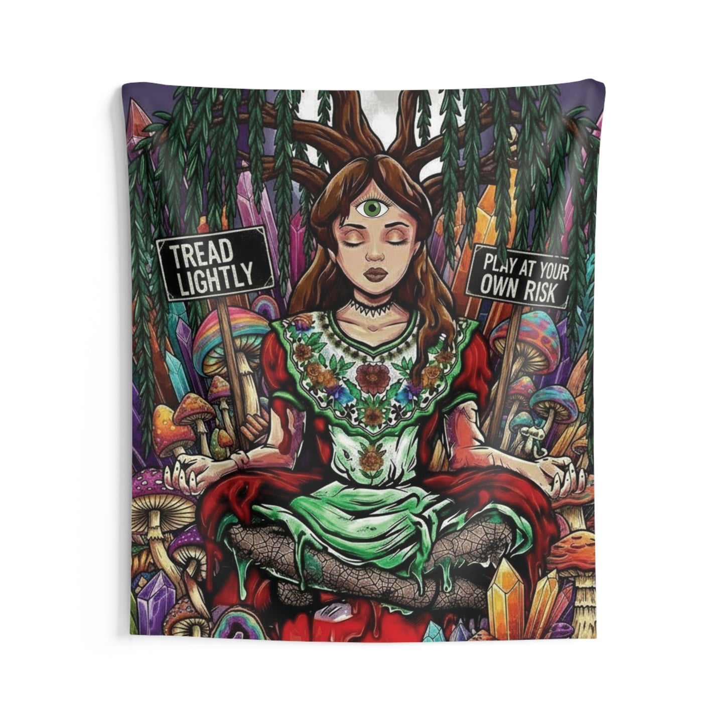 Meditating Third-Eye Tapestry - Spiritual Wall Art