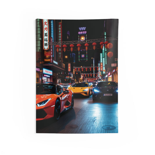 Lamborghini Nightlife Tapestry | Luxury Car Wall Decor & Modern Room Aesthetic