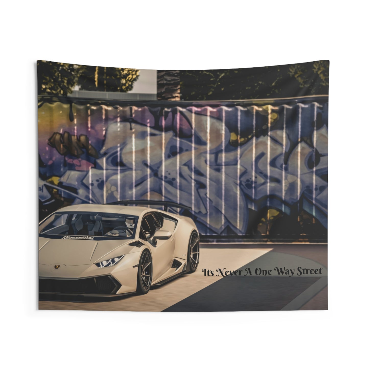 “It’s Never a One Way Street” Car Wall Tapestry | Urban Automotive Art for Car Lovers & Modern Homes