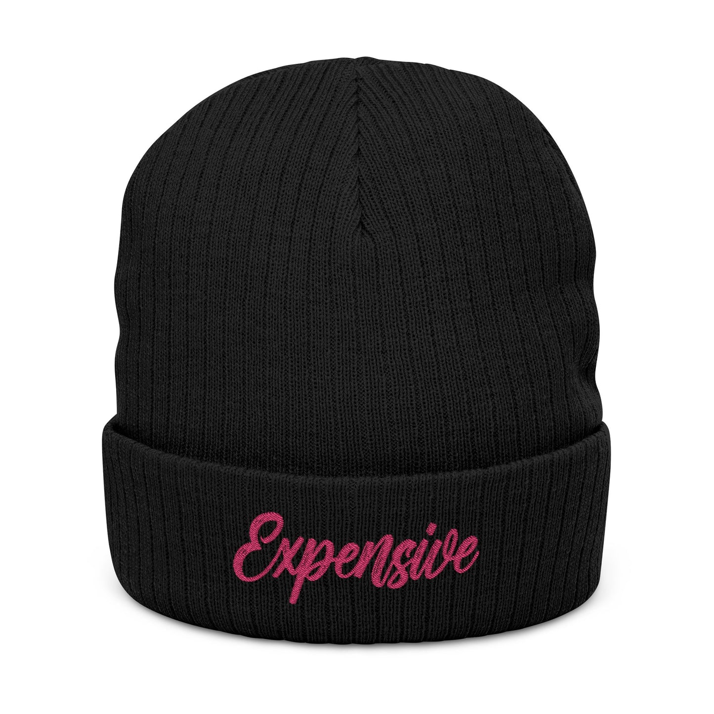 Stylish Ribbed Knit Beanie with 'EXPENSIVE' Embroidery, Cool Fashion Accessory, Gift for Him/Her, Winter Warmth, Trendy Beanie