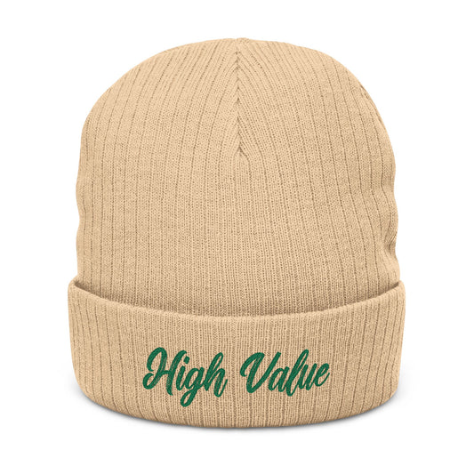 High Value Embroidered Ribbed Beanie – Cozy Winter Hat, Stylish Knit Accessory, Gift for Him or Her