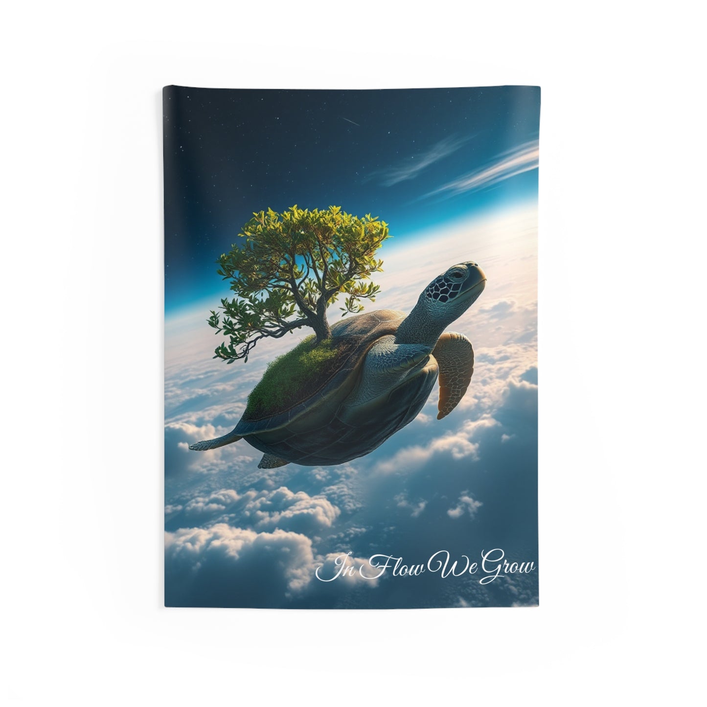 In Flow We Grow Turtle Tapestry | Zen-Inspired Wall Art for Yoga & Meditation Spaces