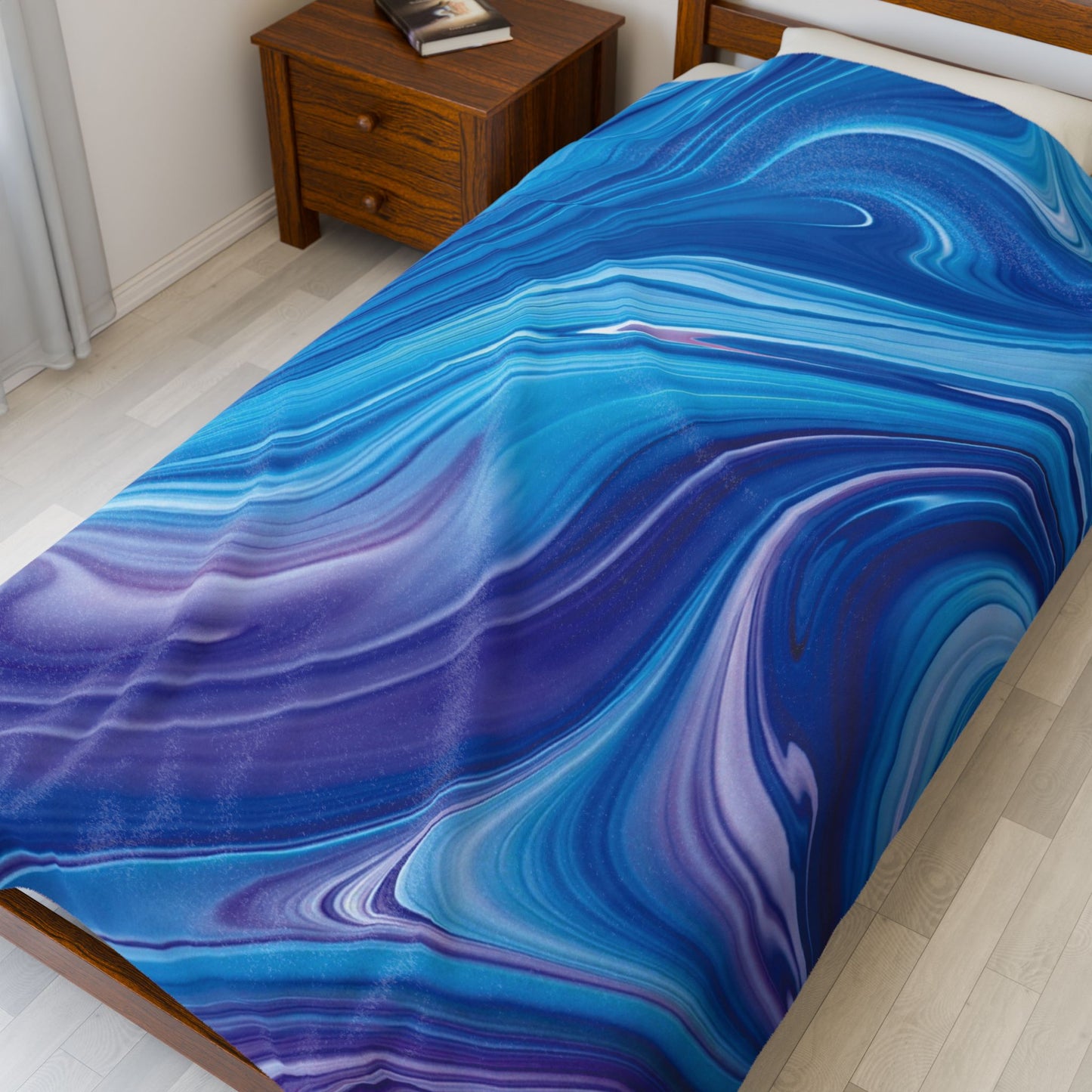 Blue & Purple Marble Velveteen Plush Blanket – Soft Modern Throw for Nurseries, Self-Care Spaces & Contemporary Home Décor