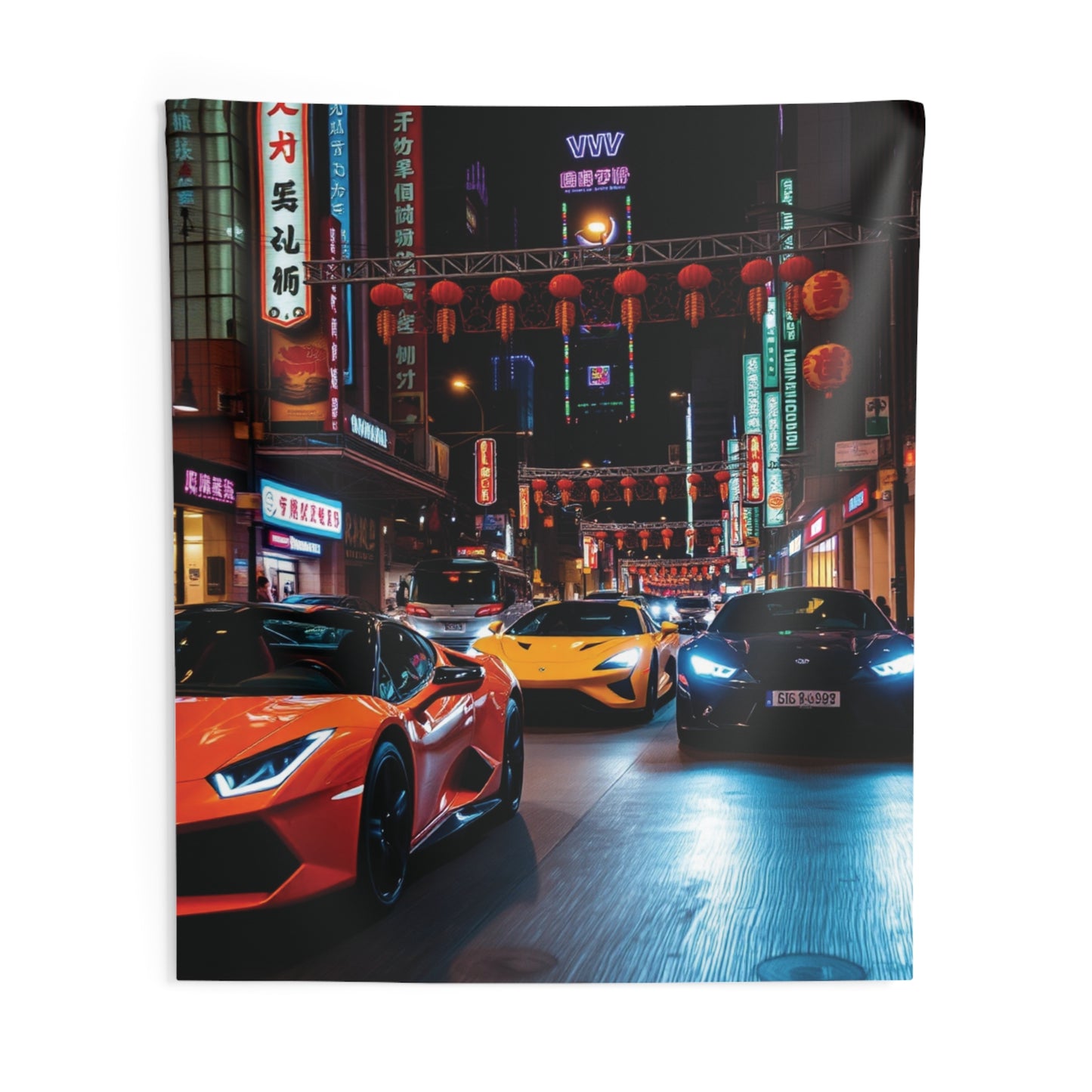 Lamborghini Nightlife Tapestry | Luxury Car Wall Decor & Modern Room Aesthetic