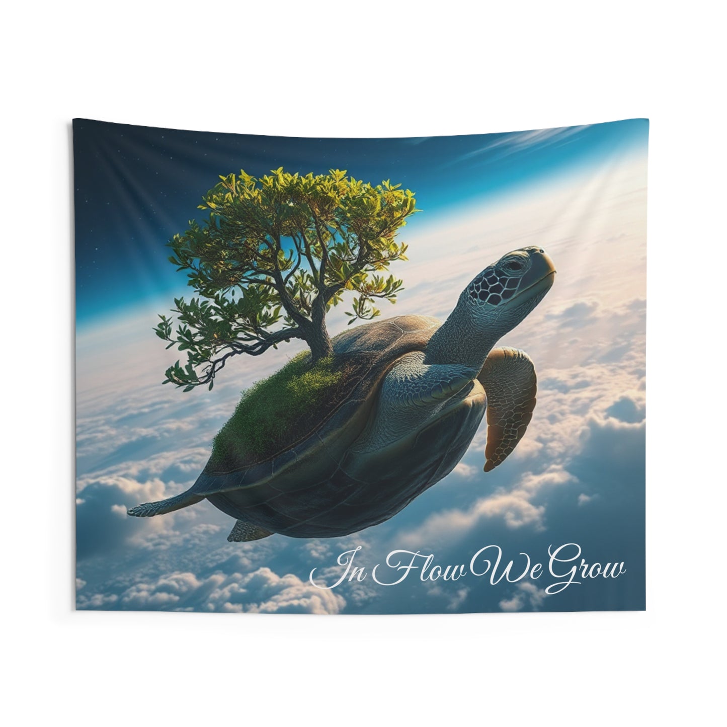 In Flow We Grow Turtle Tapestry | Zen-Inspired Wall Art for Yoga & Meditation Spaces
