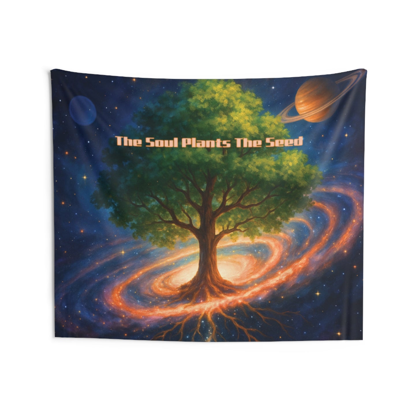 The Soul Plants The Seed Cosmic Tree Tapestry | Inspirational Boho Wall Art & Mindfulness Decor