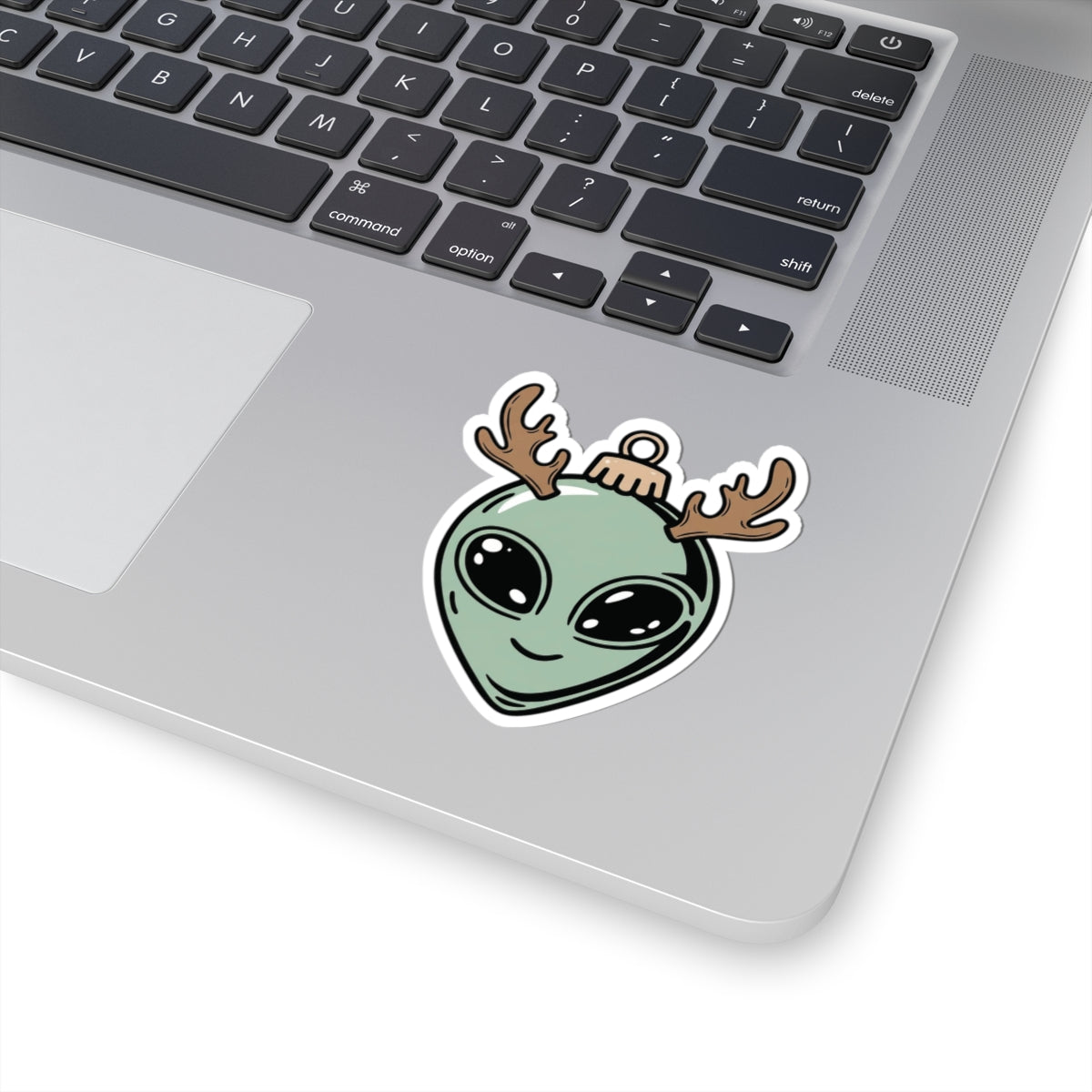 Alien Christmas Ornament Kiss-Cut Stickers, Holiday Decor, Fun Gift Idea, Cute Stickers for Laptops, Unique Christmas Gifts, Festive Decor