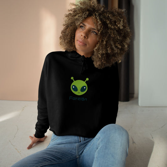 Alien Art Crop Hoodie — Retro Foreign Alien Graphic
