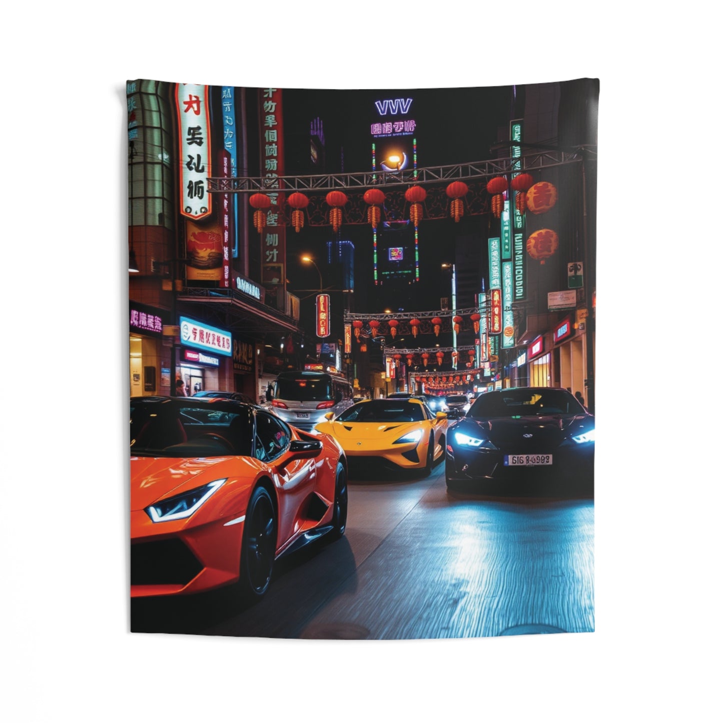 Lamborghini Nightlife Tapestry | Luxury Car Wall Decor & Modern Room Aesthetic