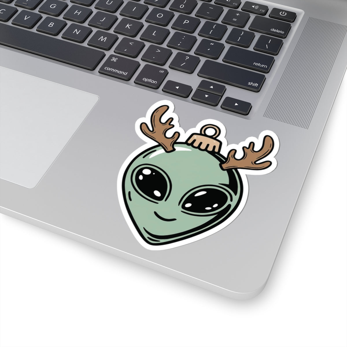 Alien Christmas Ornament Kiss-Cut Stickers, Holiday Decor, Fun Gift Idea, Cute Stickers for Laptops, Unique Christmas Gifts, Festive Decor