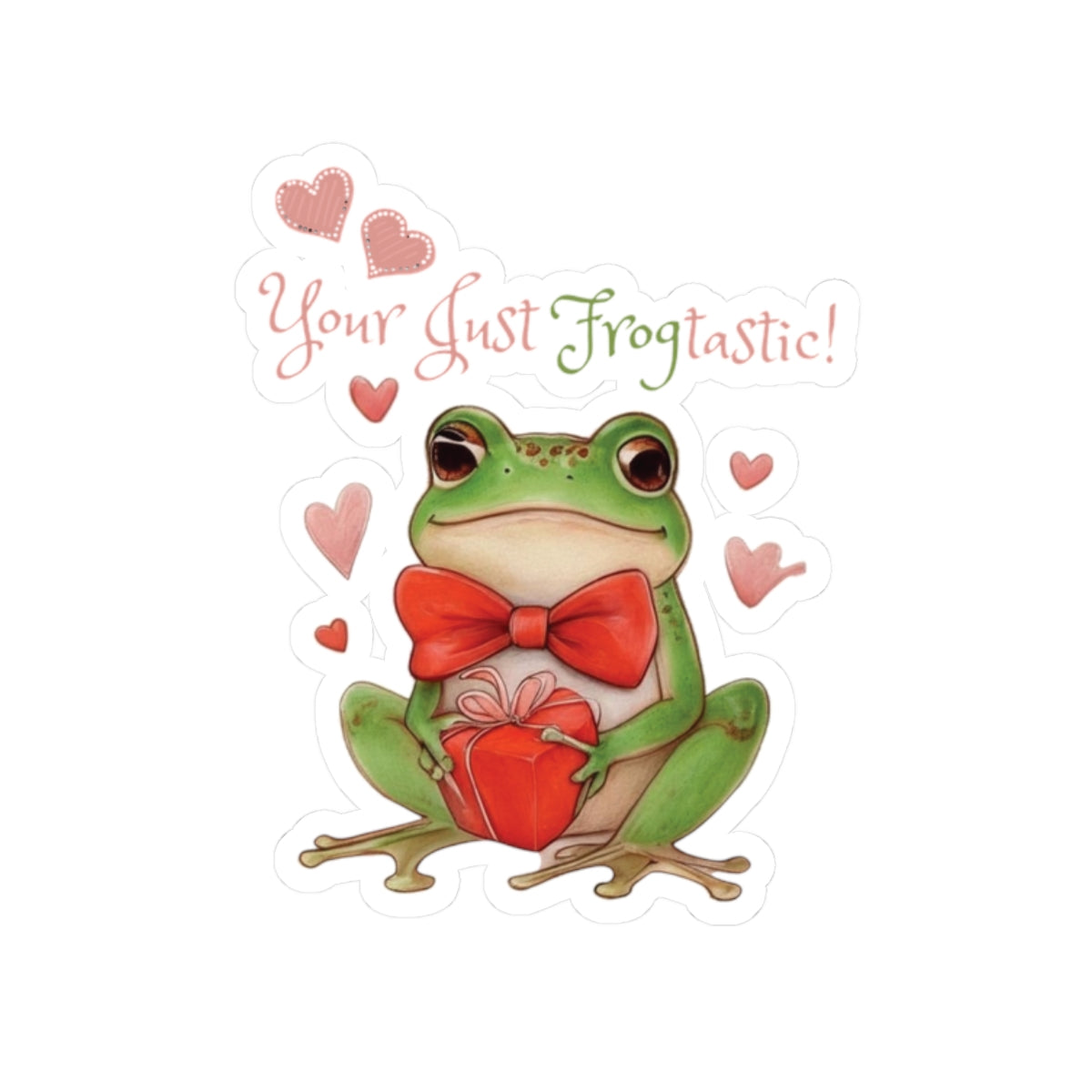 Frog Love Kiss-Cut Stickers, Adorable Frog Stickers, Cute Frog Gifts, Valentine's Day Decor, Fun Frog Art for Laptop