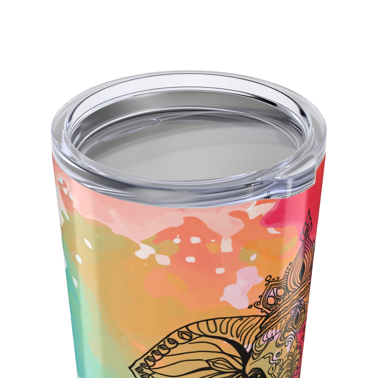 Colorful Elephant Tumbler 20oz — Boho Travel Cup, Vibrant Watercolor Drinkware, Stainless Steel Insulated Mug