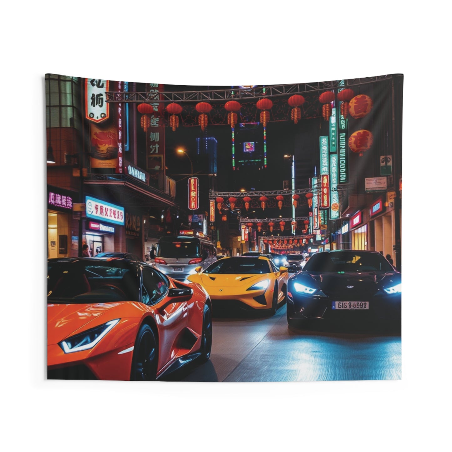 Lamborghini Nightlife Tapestry | Luxury Car Wall Decor & Modern Room Aesthetic