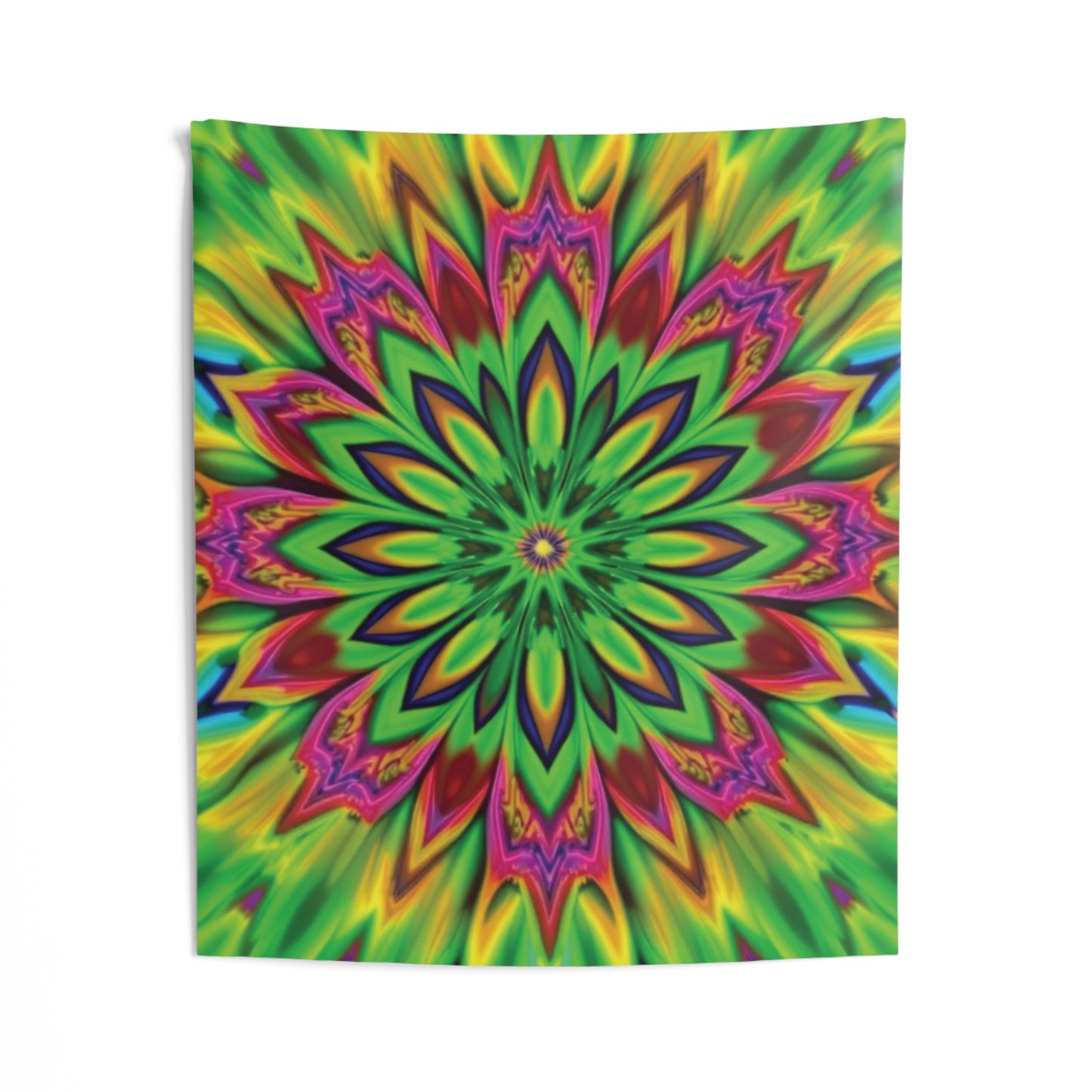 Vibrant Psychedelic Floral Kaleidoscope Indoor Wall Tapestry – Colorful Home Decor, Boho Style Hanging, Meditation Wall Art, Gift for Art Lovers, Psychedelic