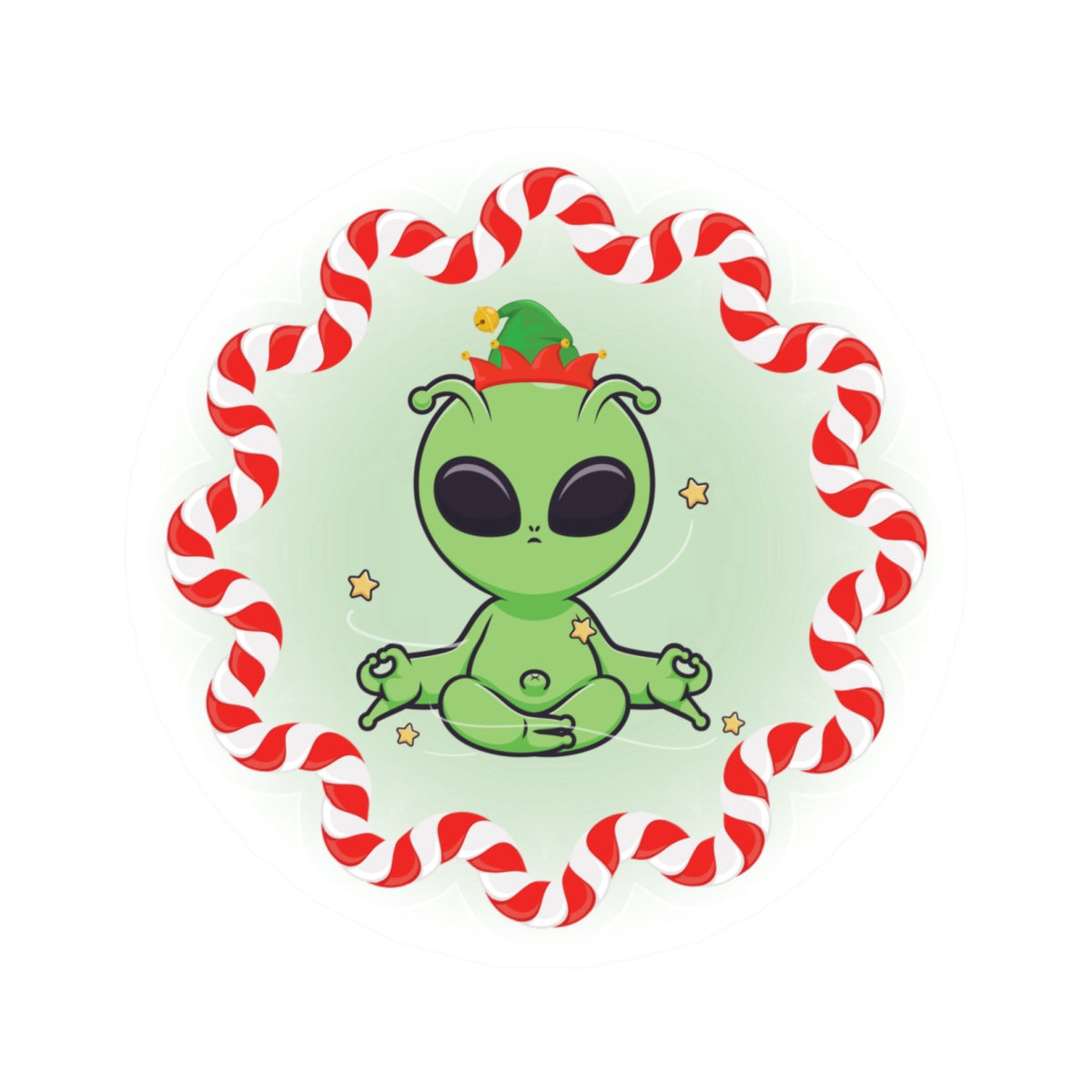 Festive Alien Kiss-Cut Stickers | Cute Holiday Decor, Gift for Sci-Fi Fans, Christmas Accessories, Laptop Decals, Fun Party Favors