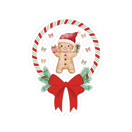 Festive Holiday Kiss-Cut Stickers, Gingerbread Man Decor, Christmas Gift, Scrapbooking Supplies, Laptop Stickers