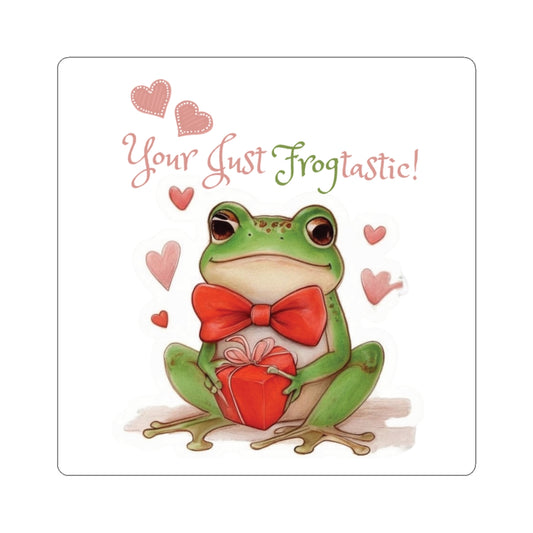 Frog Love Kiss-Cut Stickers, Adorable Frog Stickers, Cute Frog Gifts, Valentine's Day Decor, Fun Frog Art for Laptop