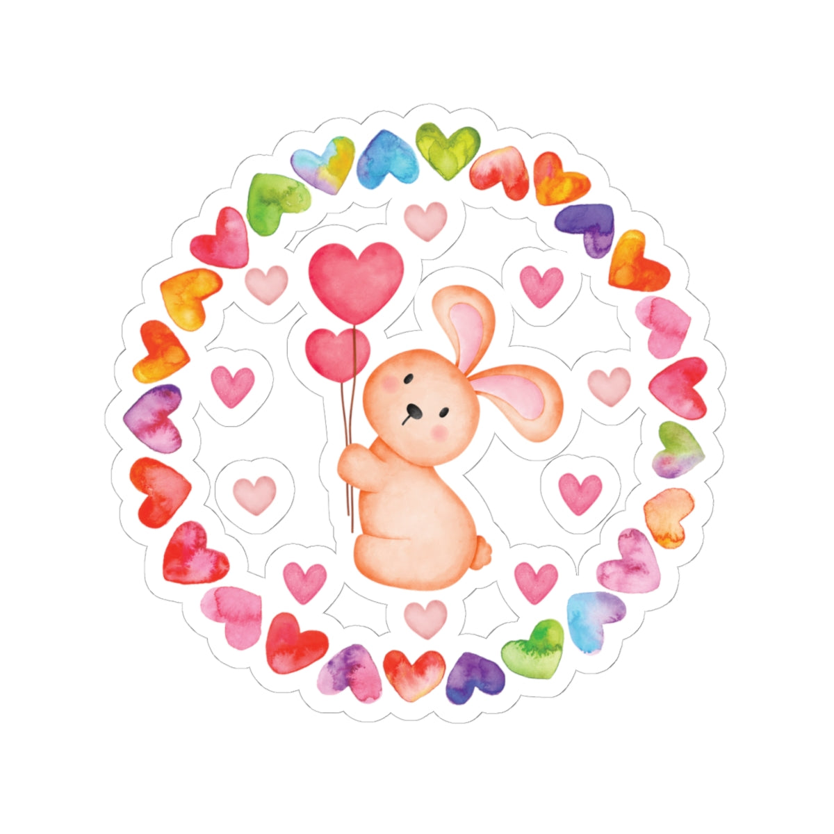 Cute Bunny Heart Kiss-Cut Stickers, Adorable Decals for Laptops, Journals & Gift Wrapping, Perfect for Birthdays & Valentine's Day