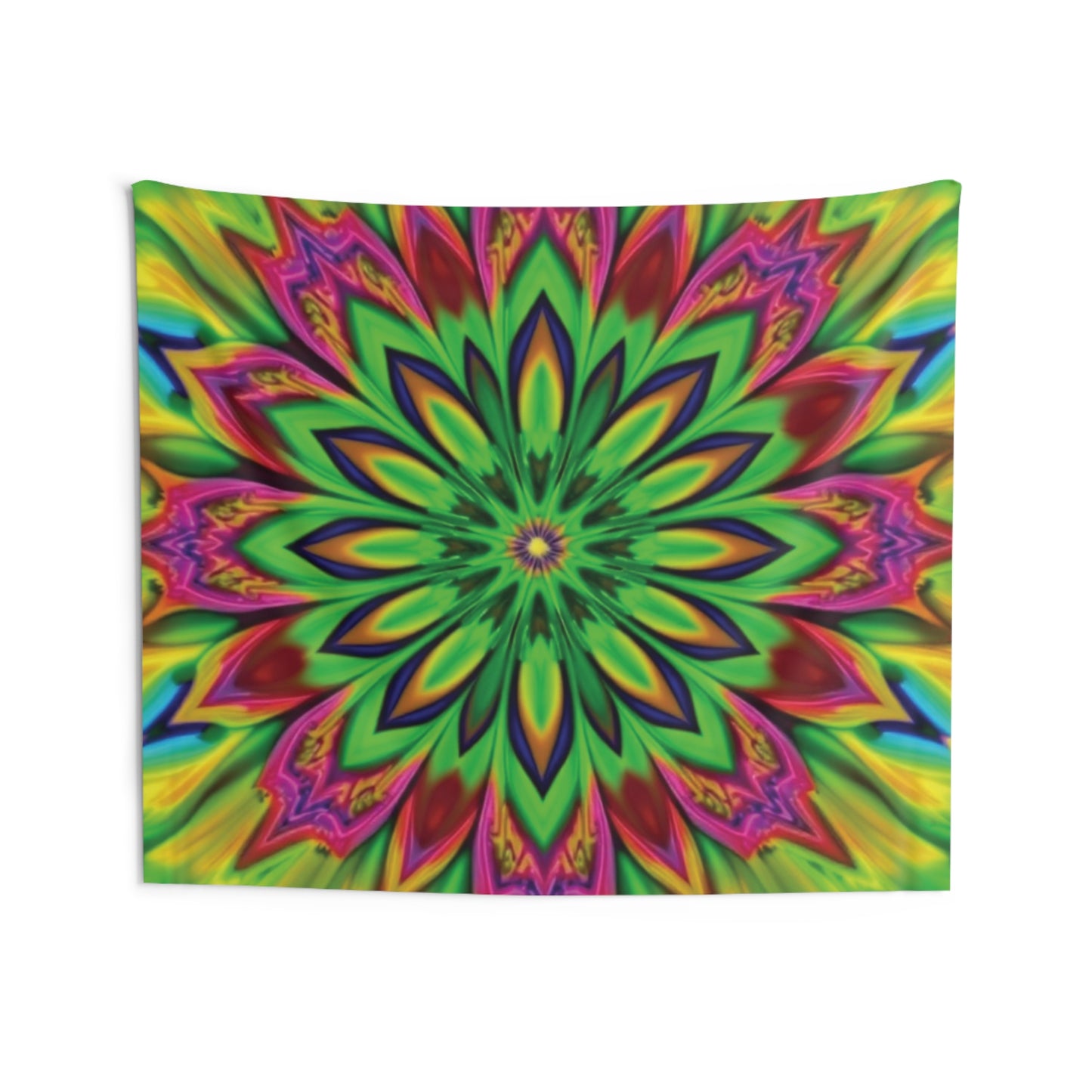 Vibrant Psychedelic Floral Kaleidoscope Indoor Wall Tapestry – Colorful Home Decor, Boho Style Hanging, Meditation Wall Art, Gift for Art Lovers, Psychedelic