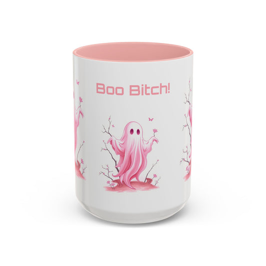 "Boo Bitch!" Ghost Coffee Mug — Funny Halloween Cup, Spooky Cute Drinkware & Ghost Lover Gift