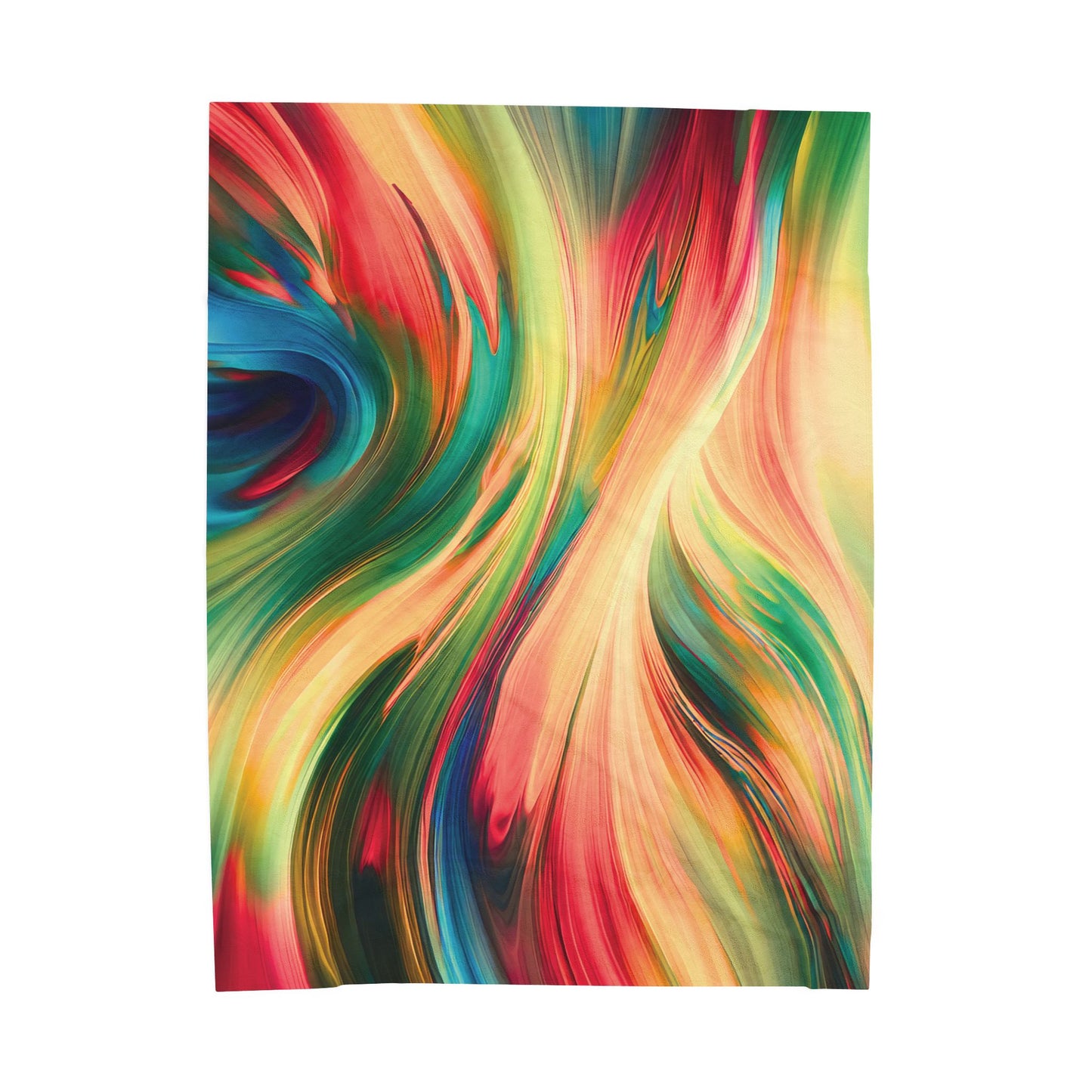 Vibrant Abstract Rainbow Swirl Velveteen Plush Blanket – Soft Colorful Throw for Artistic, Creative & Inspiring Home Décor