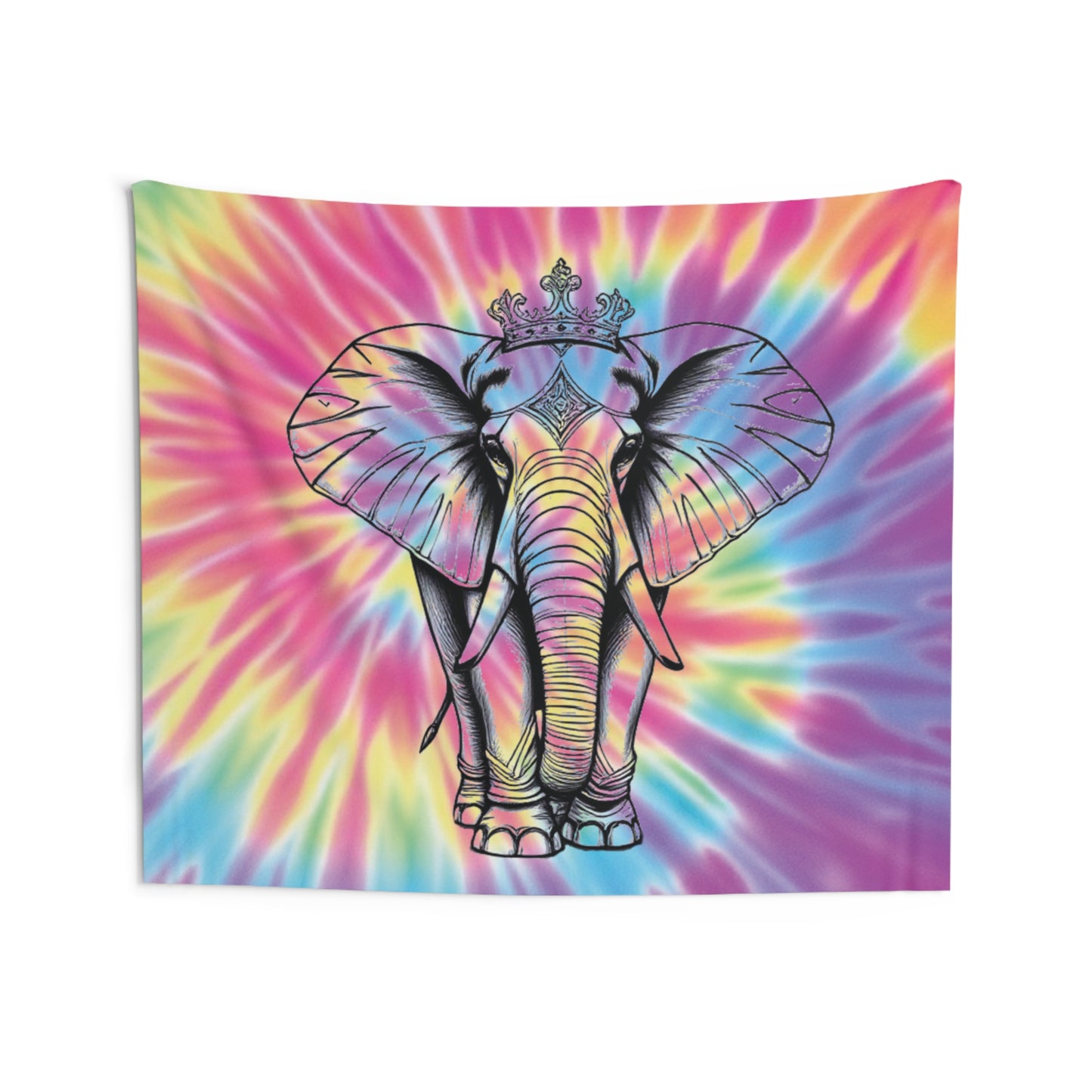 Colorful Elephant Tie-Dye Wall Tapestry, Boho Home Decor, Psychedelic Art, Living Room Wall Hanging, Festival Decorations, Yoga Studio Decor