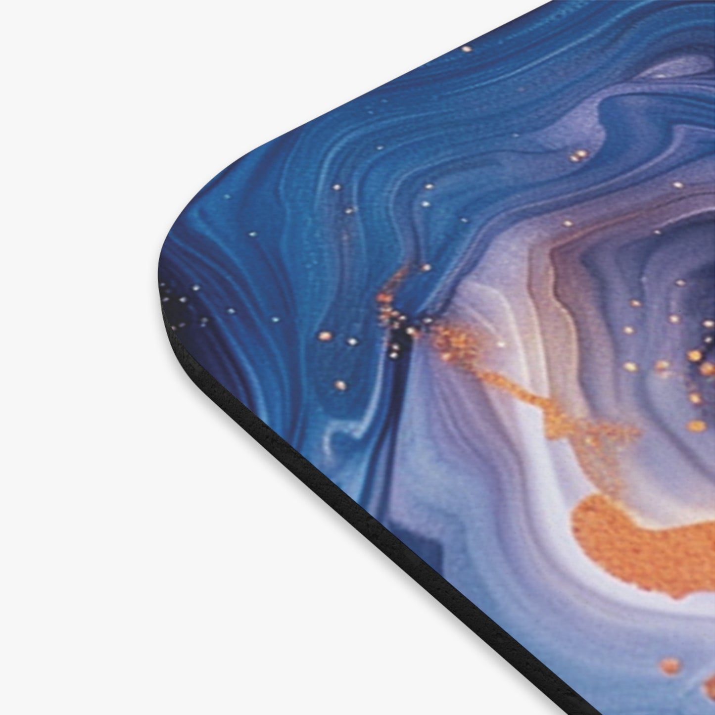 Blue & Gold Paint Swirl Mouse Pad | Artistic Rectangle Desk Accessory for Office & Gaming
