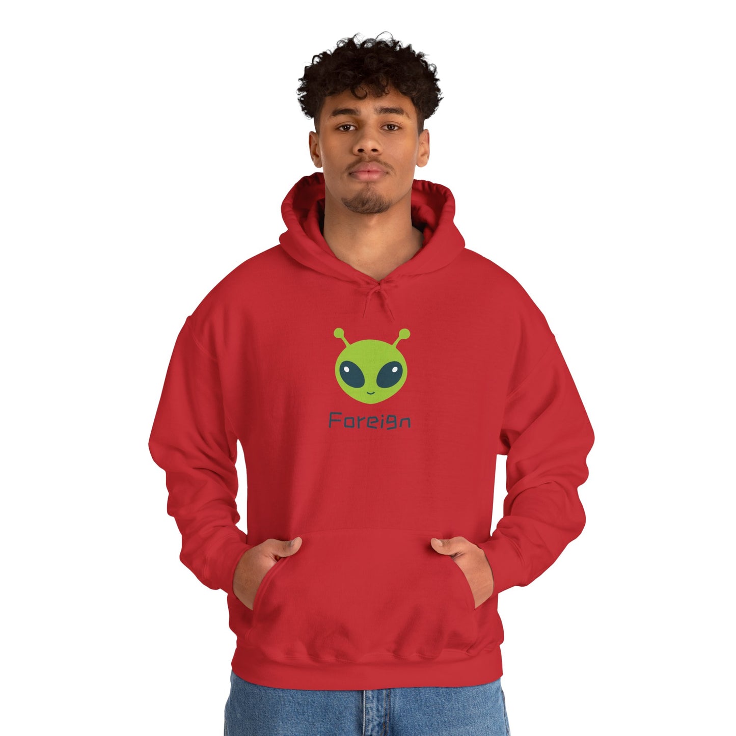 Alien Logo Hoodie — Retro Foreign UFO Graphic Sweatshirt