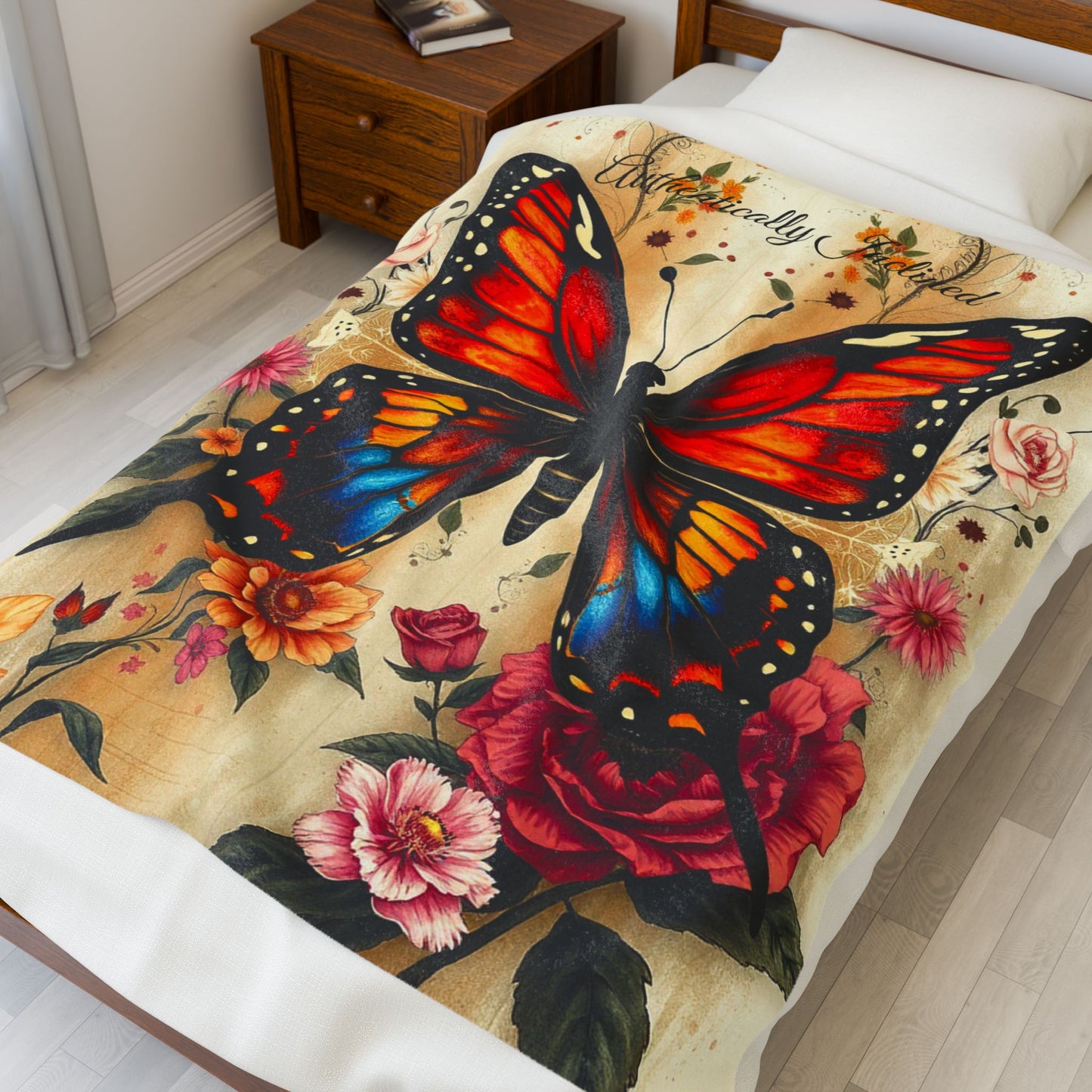 Floral Microfleece Blanket — “Authentically Inclined” Soft Plush Throw for Self-Care, Nursery & Inspirational Home Décor