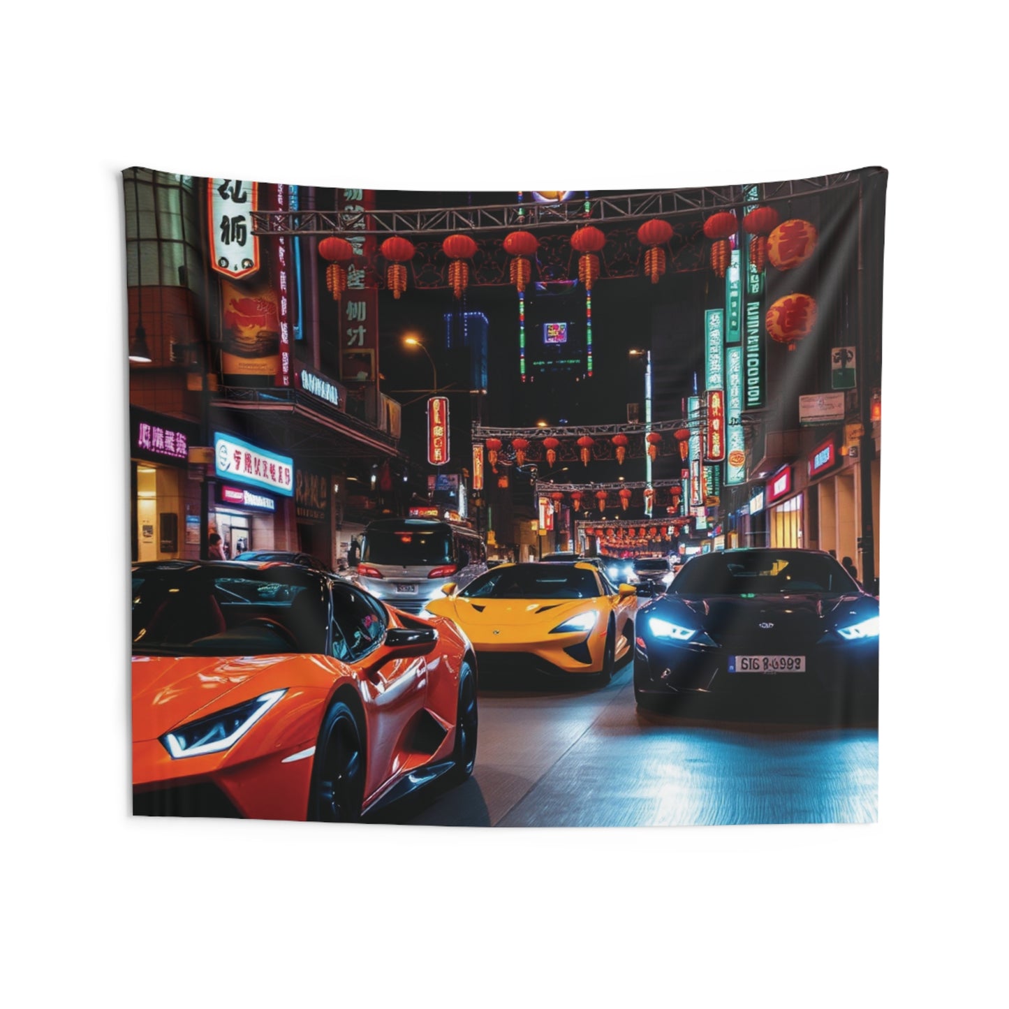Lamborghini Nightlife Tapestry | Luxury Car Wall Decor & Modern Room Aesthetic