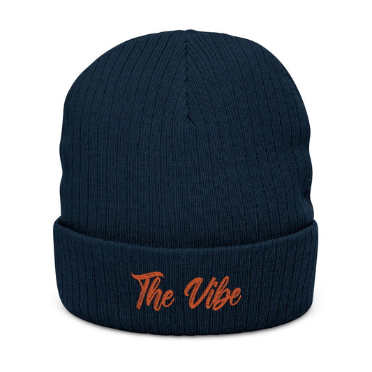 Beanie - 'The Vibe' Embroidered Ribbed Knit Beanie