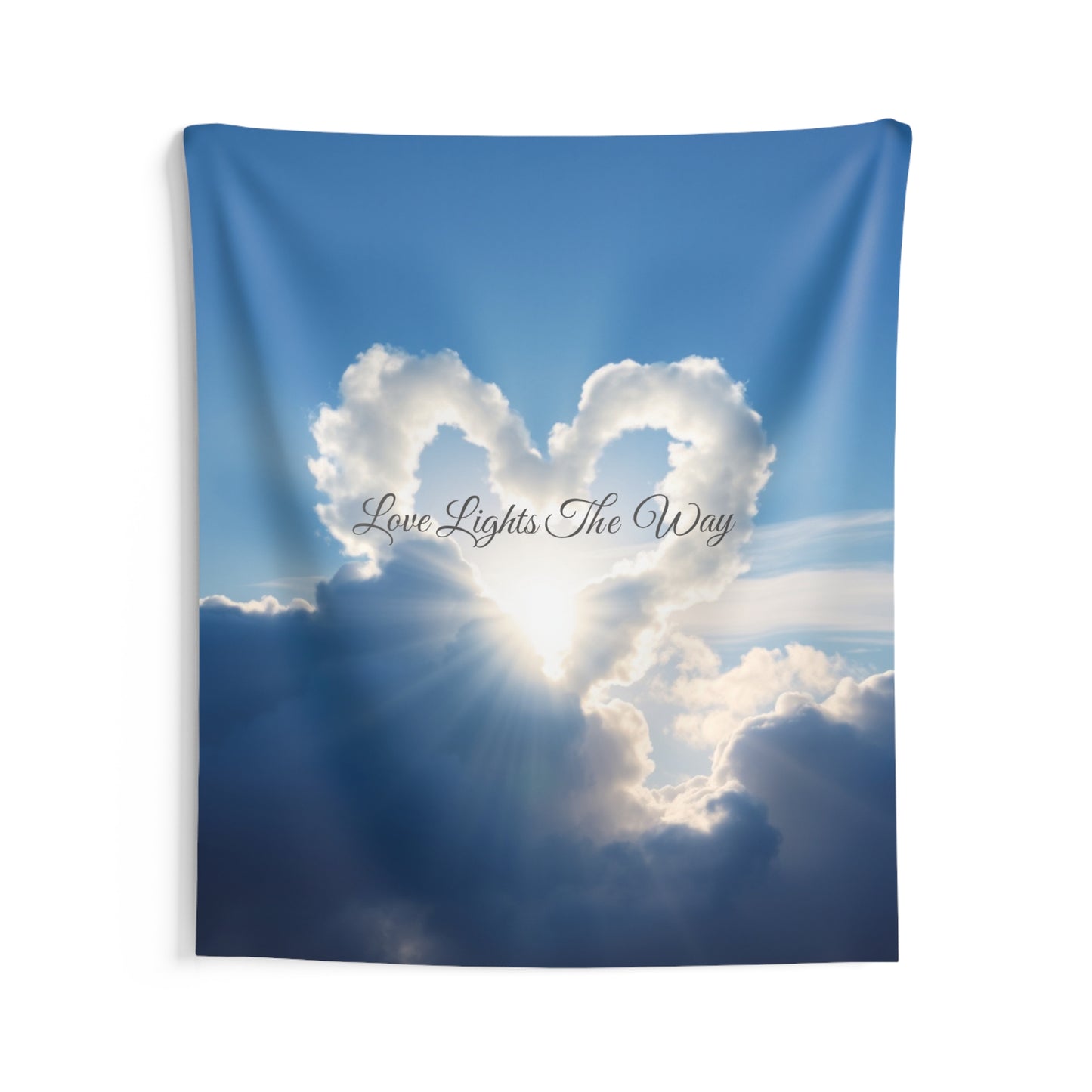Love Lights The Way Tapestry | Cloud Heart Wall Art & Romantic Bedroom Decor