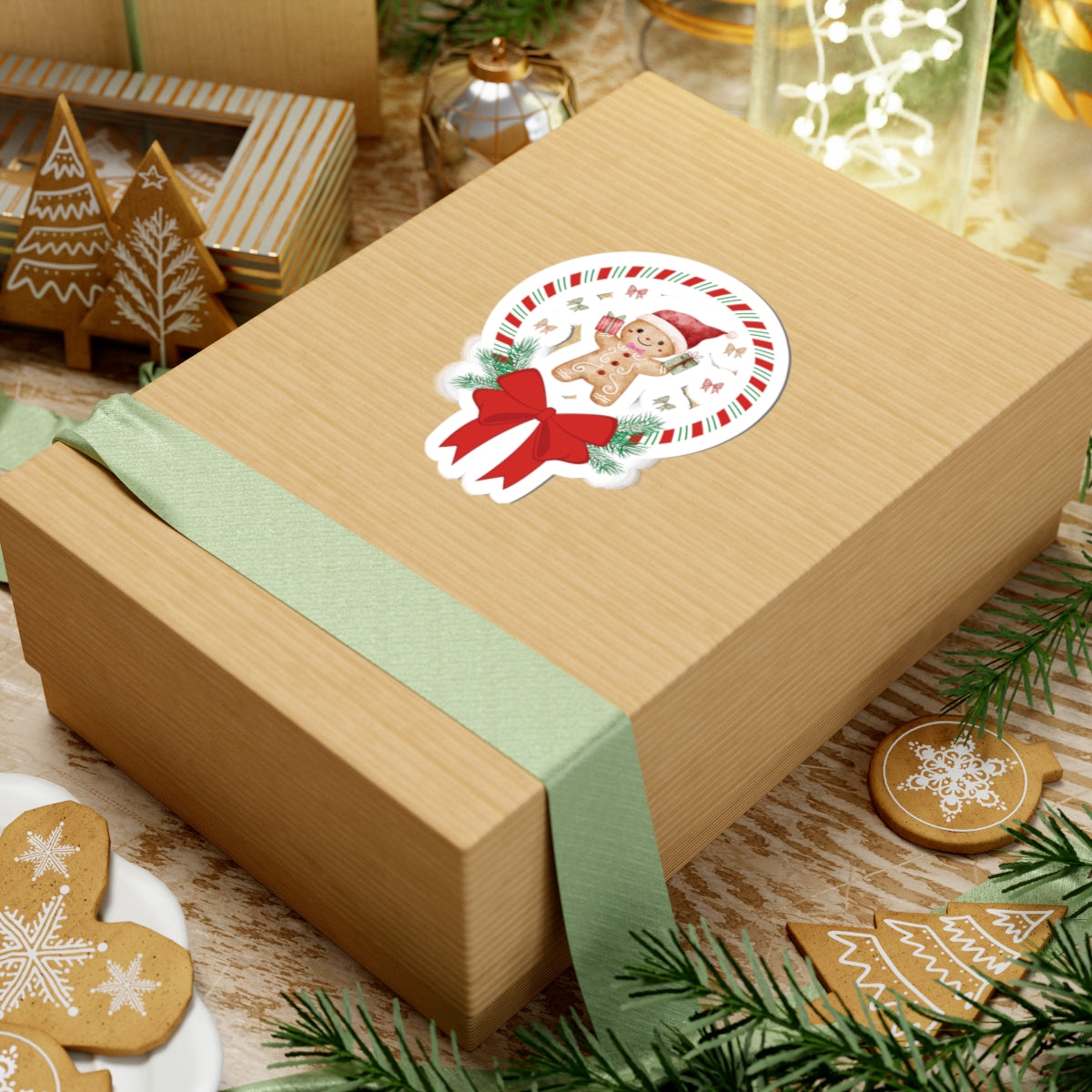 Festive Holiday Kiss-Cut Stickers, Gingerbread Man Decor, Christmas Gift, Scrapbooking Supplies, Laptop Stickers