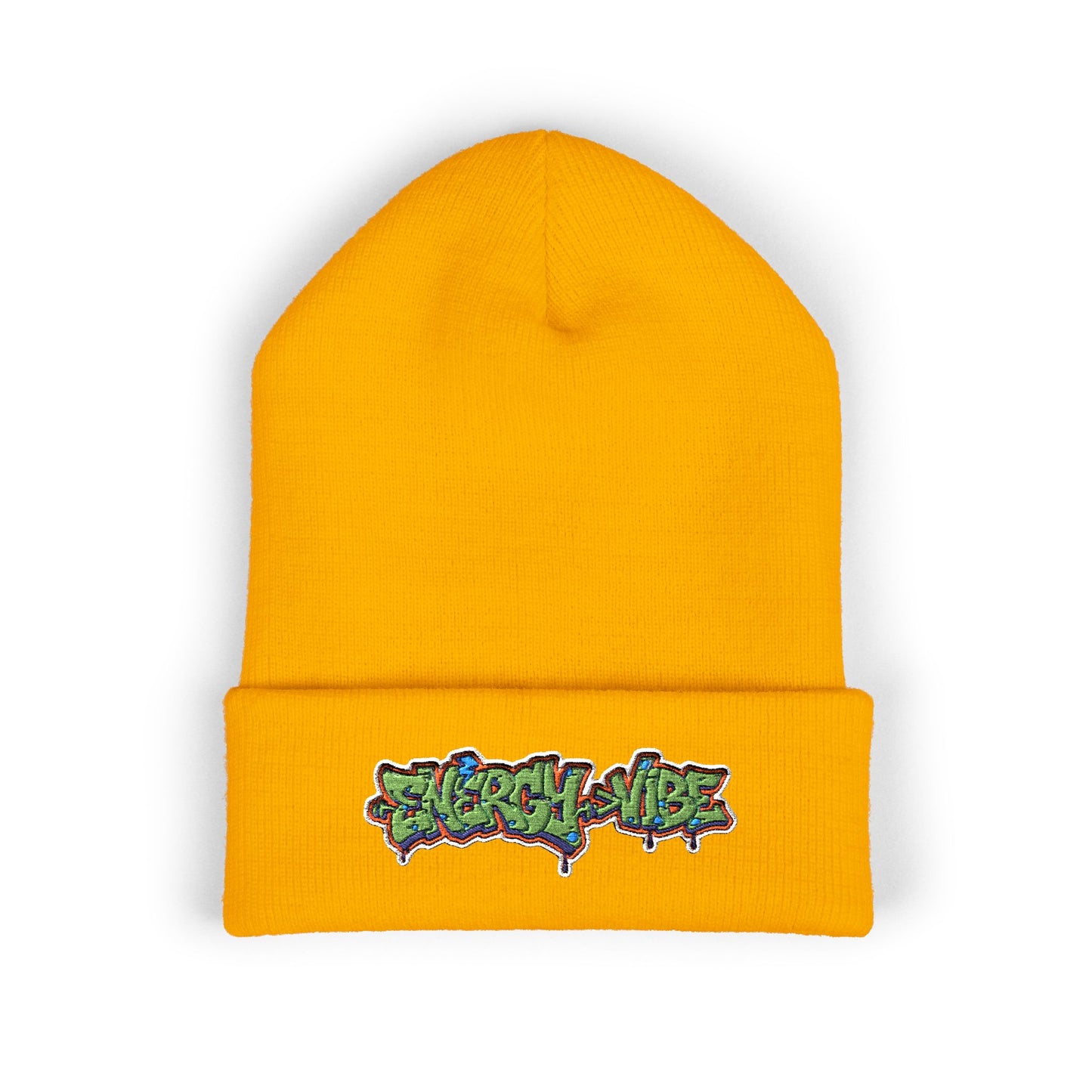 Energy > Vibe Embroidered Beanie — Classic Cuffed Knit Hat