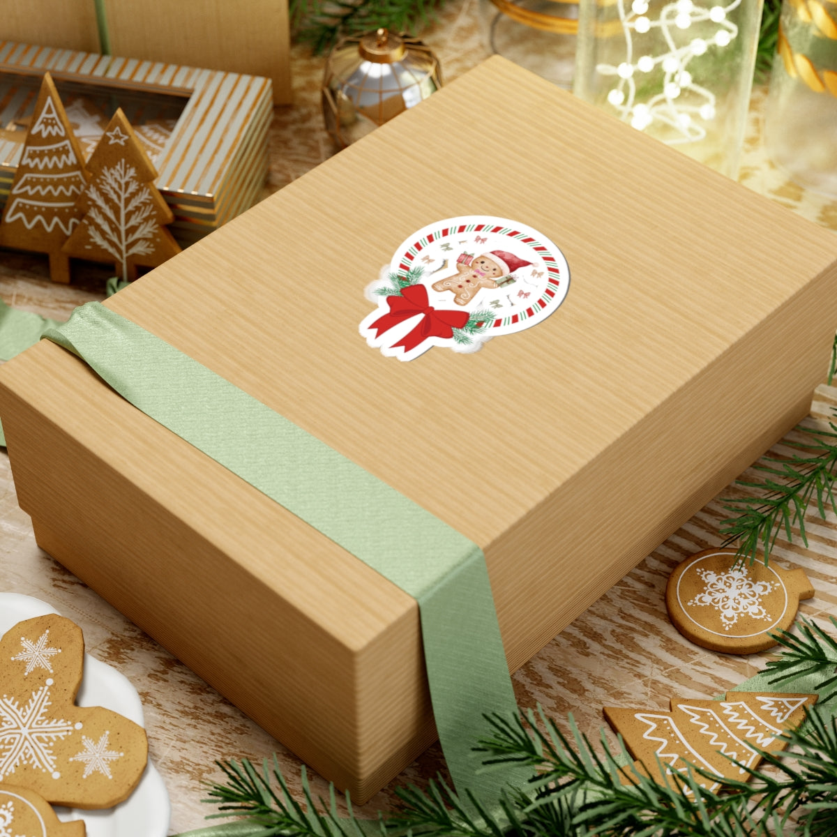 Festive Holiday Kiss-Cut Stickers, Gingerbread Man Decor, Christmas Gift, Scrapbooking Supplies, Laptop Stickers