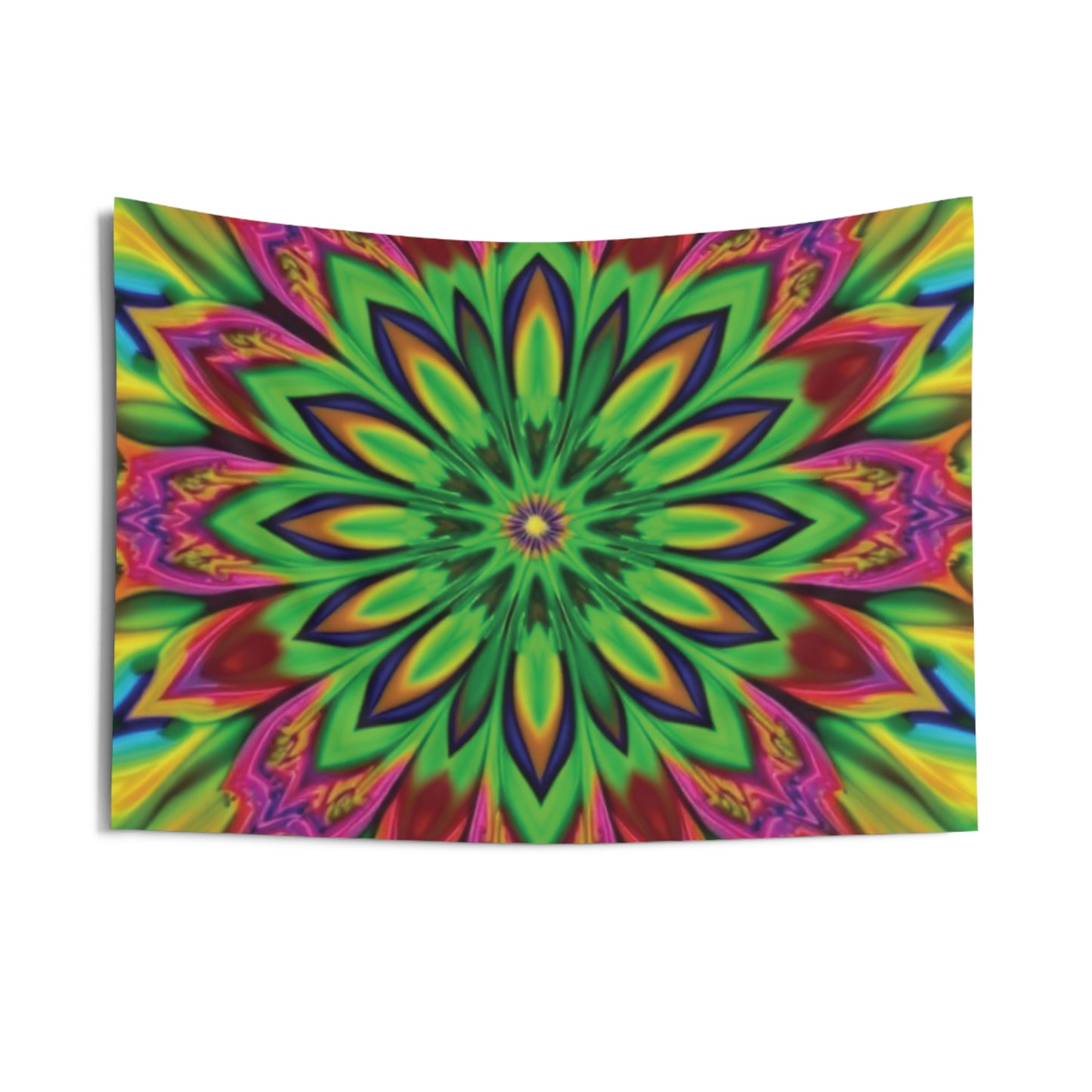 Vibrant Psychedelic Floral Kaleidoscope Indoor Wall Tapestry – Colorful Home Decor, Boho Style Hanging, Meditation Wall Art, Gift for Art Lovers, Psychedelic